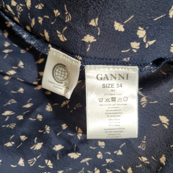 Ganni Barra Crepe Shirt in Total Eclipse size EU 34/ US XS - Picture 10 of 12